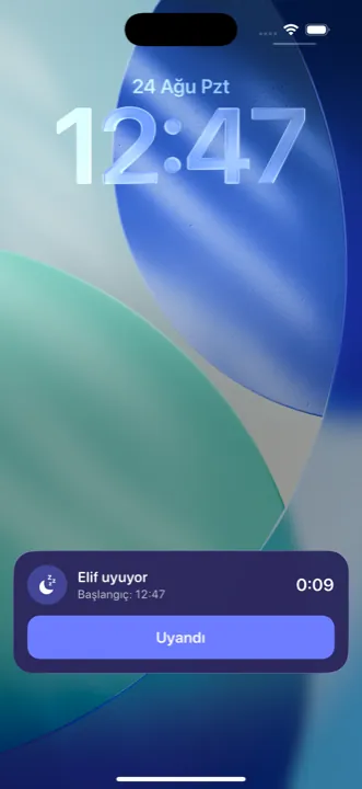 Kilit ekranında Uyku Koçu uyku takibi widget'ı